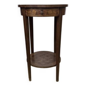 Round pedestal table / side table in wood marquetry