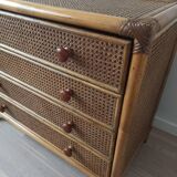 Bamboo and rattan chest of drawers, 70's