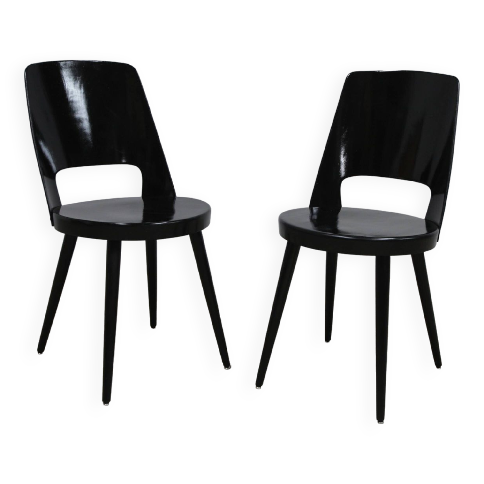 Pair of Baumann Montdor model chairs restored black 1980