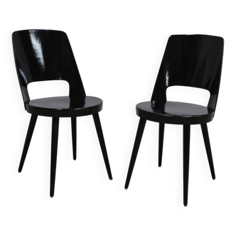 Pair of Baumann Montdor model chairs restored black 1980
