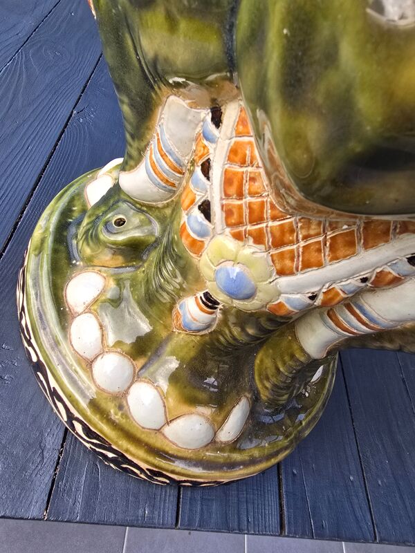 Table d'appoint éléphant en céramique