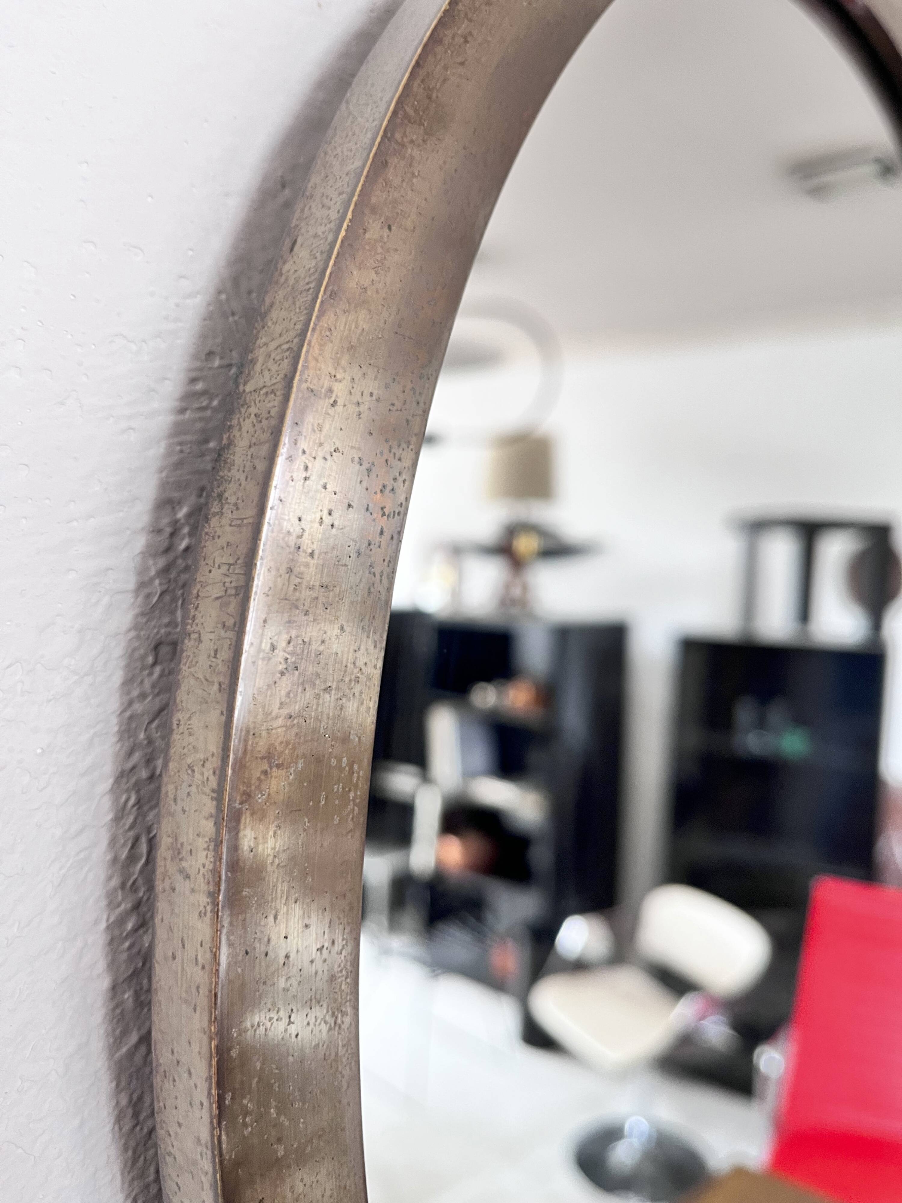 Oval Patinated Bronze Mirror 1950