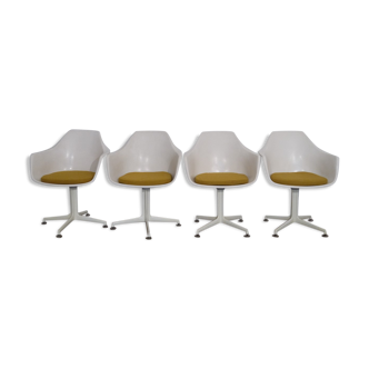 Series of 4 fiberglass armchairs by Maurice burke for Arkana 1970