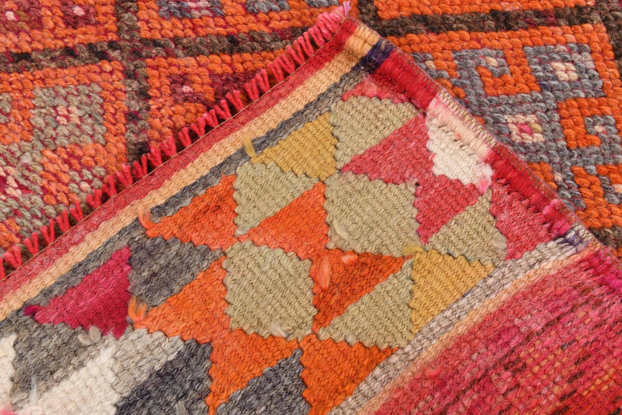Tapis Couloir Turc Géométrique, Tapis Tribal Vintage, 87x366 Cm