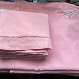 Old pink sheet and its 2 pillowcases