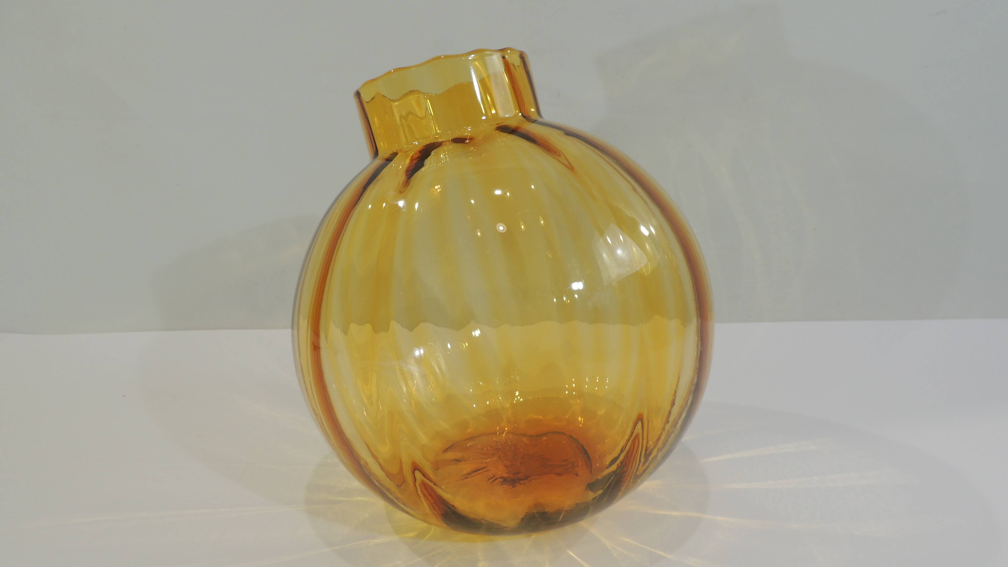 Slanted/Vintage Amber Glass Vase