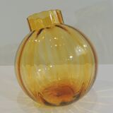 Slanted/Vintage Amber Glass Vase
