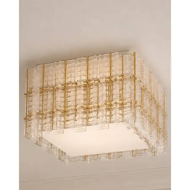 Modern Italian square ceiling light "tropical" in Murano glass by Simoeng