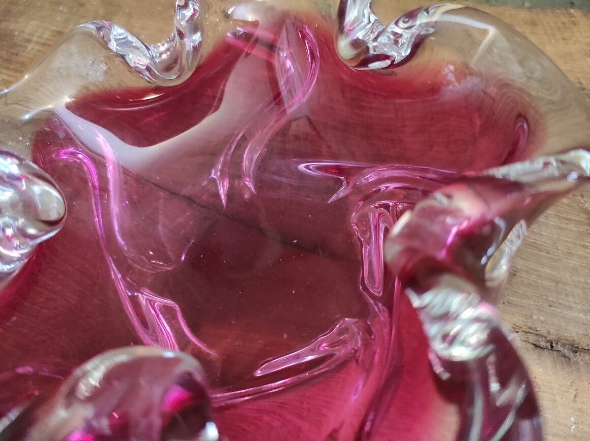 Cendrier vintage des années 60-70 en verre violet de Murano
