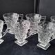 6 tea glasses with handles made of pressed moulded glass