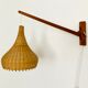 Danish Teak and Wicker Wall Lamp