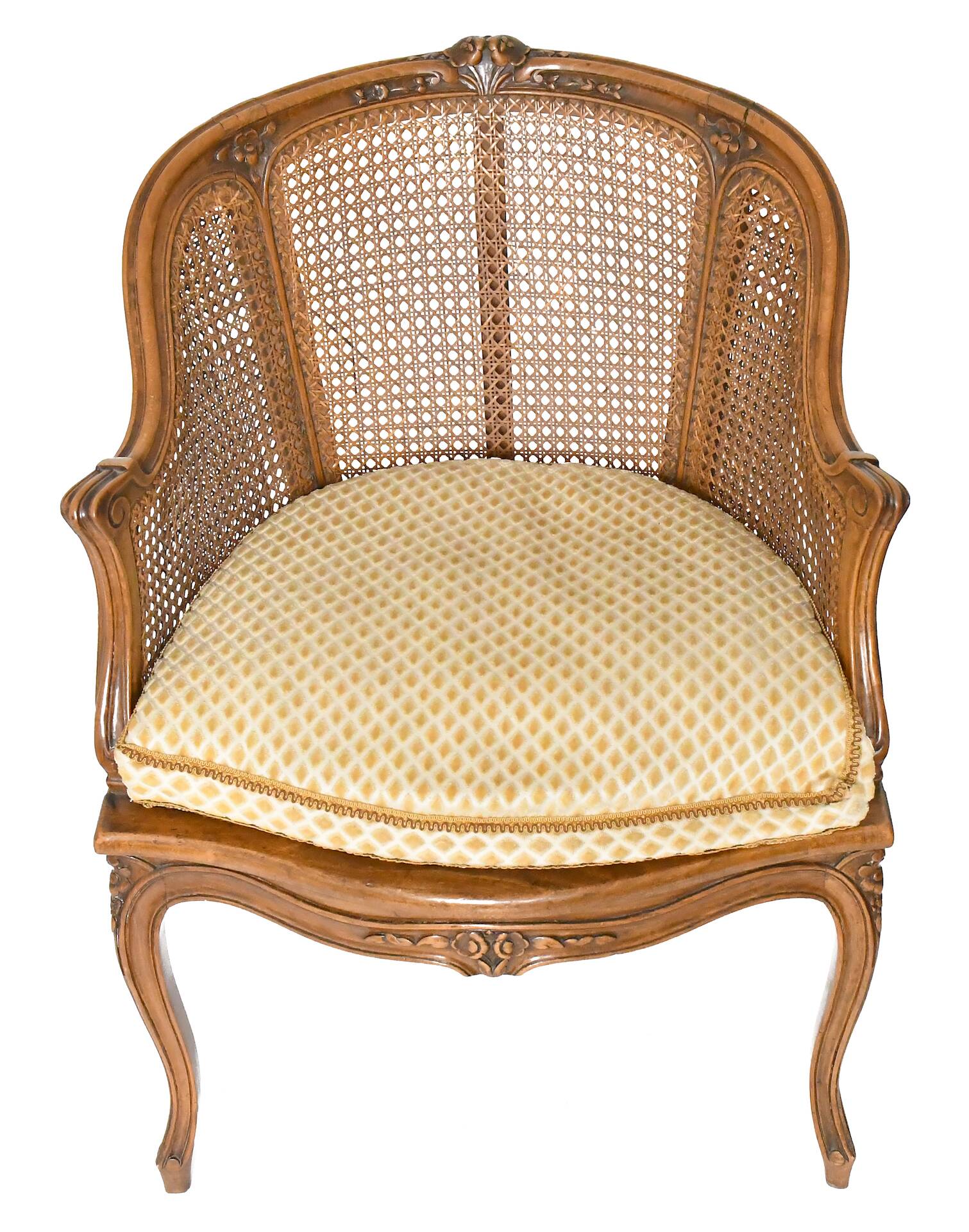 Louis XV style caned bergère armchair