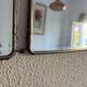 Miroir vintage 1900 triptyque barbier biseauté simili cuir matelassé - 27 x