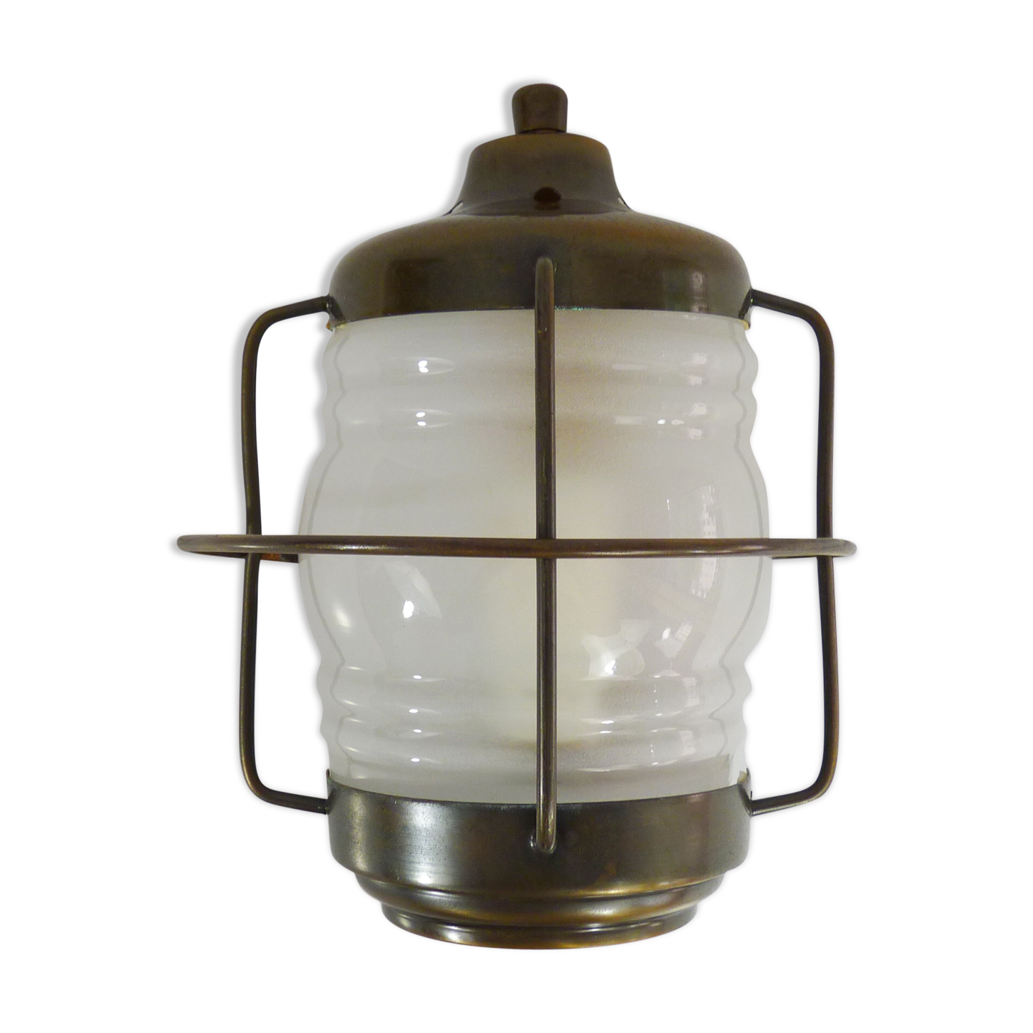 Old wall lamp type porthole in brass and glass. Navy style applique. Year 50