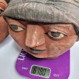 Set of 3 decorative women's heads in red terracotta