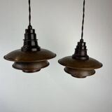 Pair of 1930s Poul Henningsen pendants in patinated Copper model 2/2
