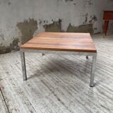 Walnut and modernist chrome coffee table