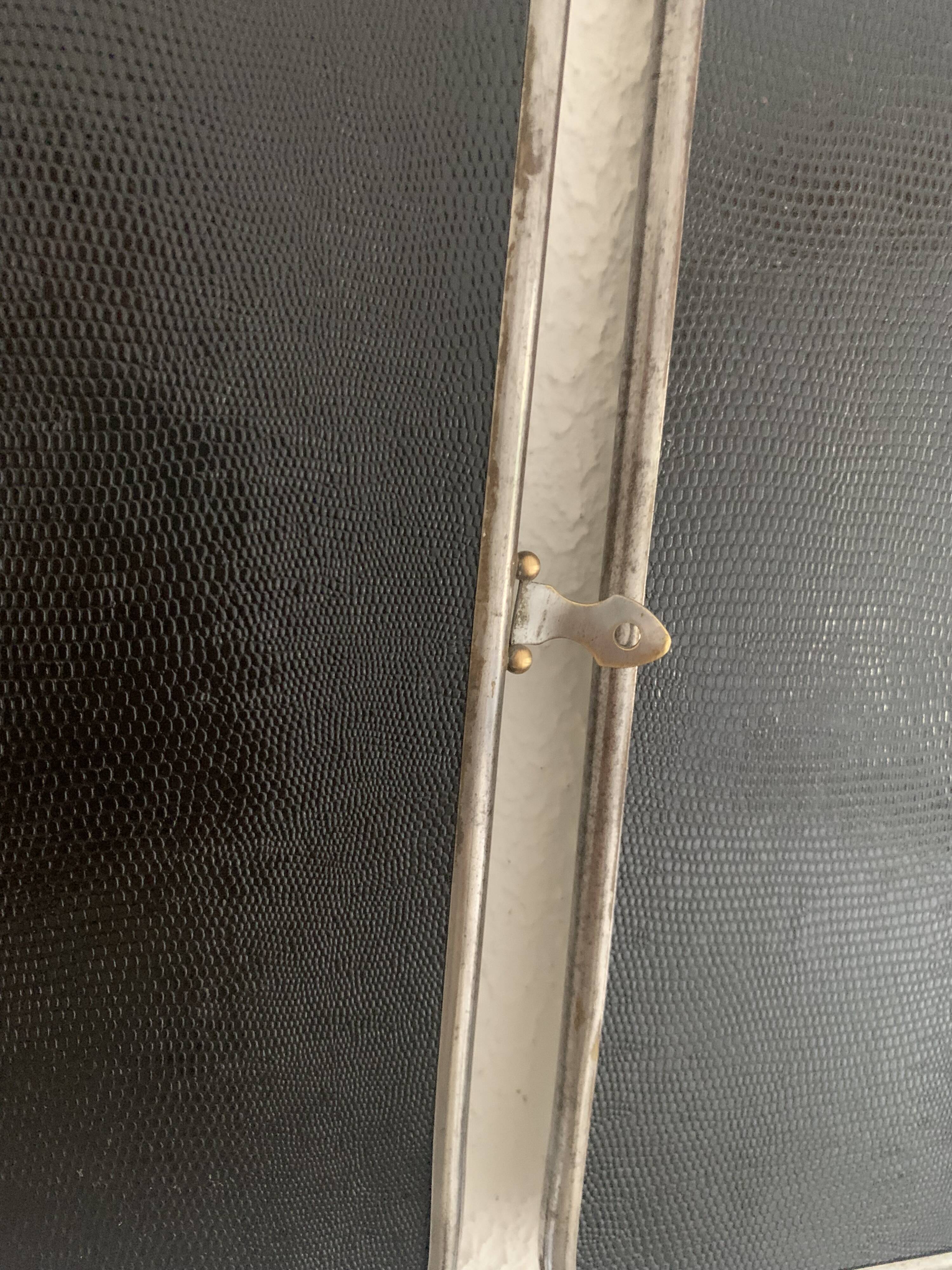 Miroir vintage 1950 triptyque barbier simili lézard noir coiffeur - 27 x 67