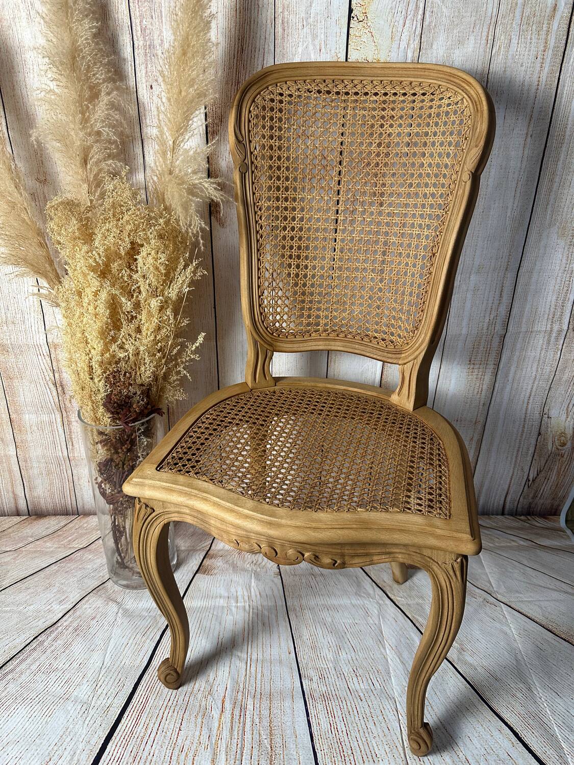 Set of 3 antique caned chairs – Louis XV style
