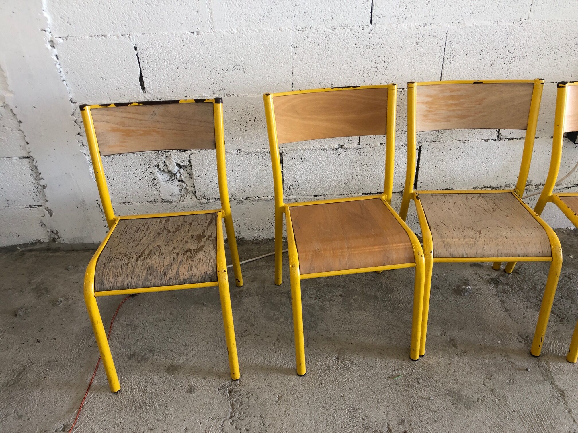 Set of 5 school vintage chairs