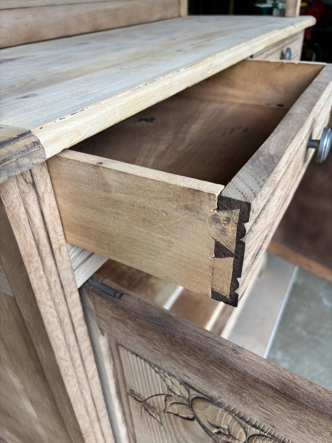 Antique raw wood dresser