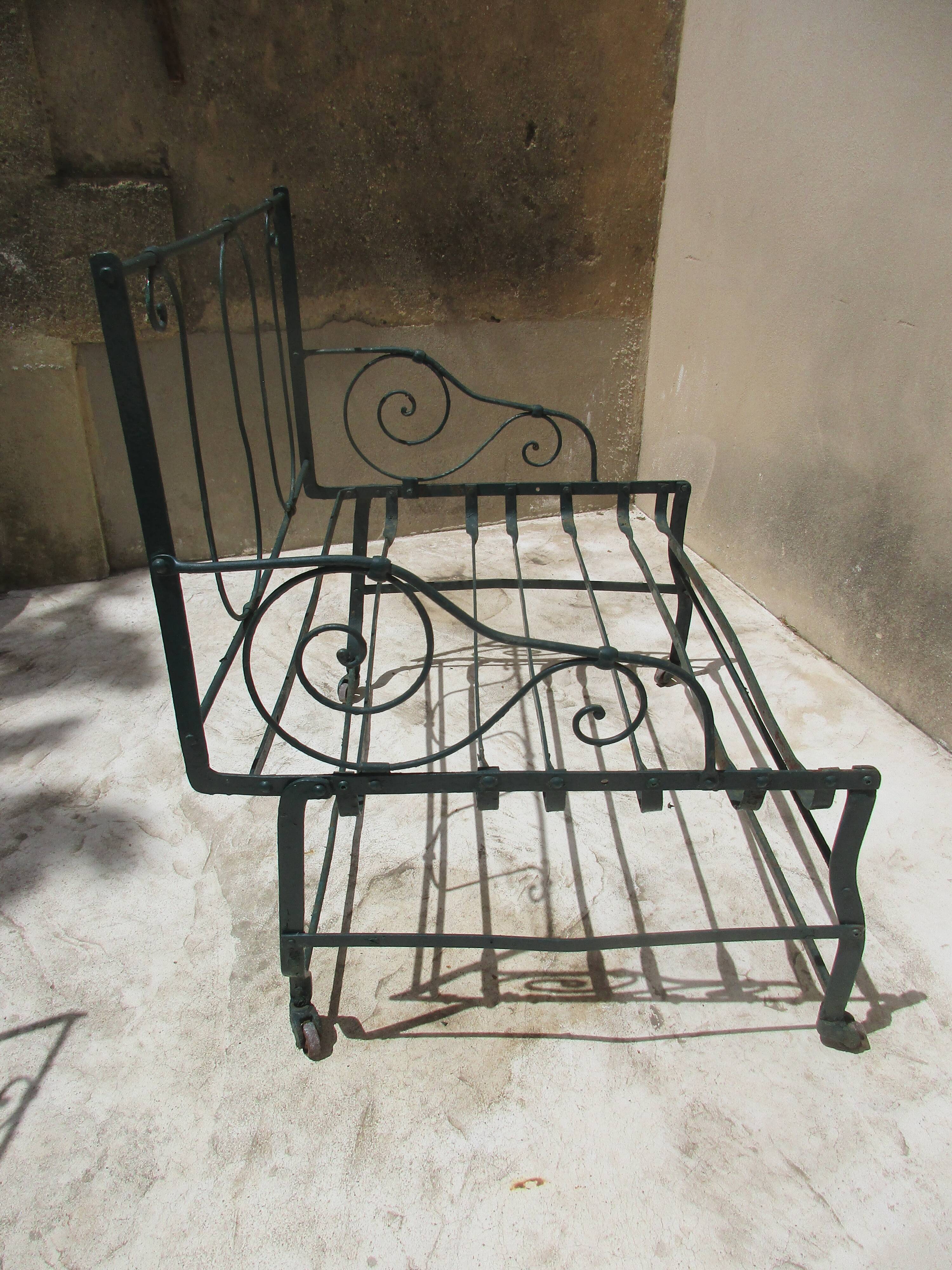 Pair of iron garden chairs forge