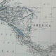 Carte de Cuba et de la mer des Caraïbes vers 1869 Keith Johnston Royal Atlas Carte colorée à la main