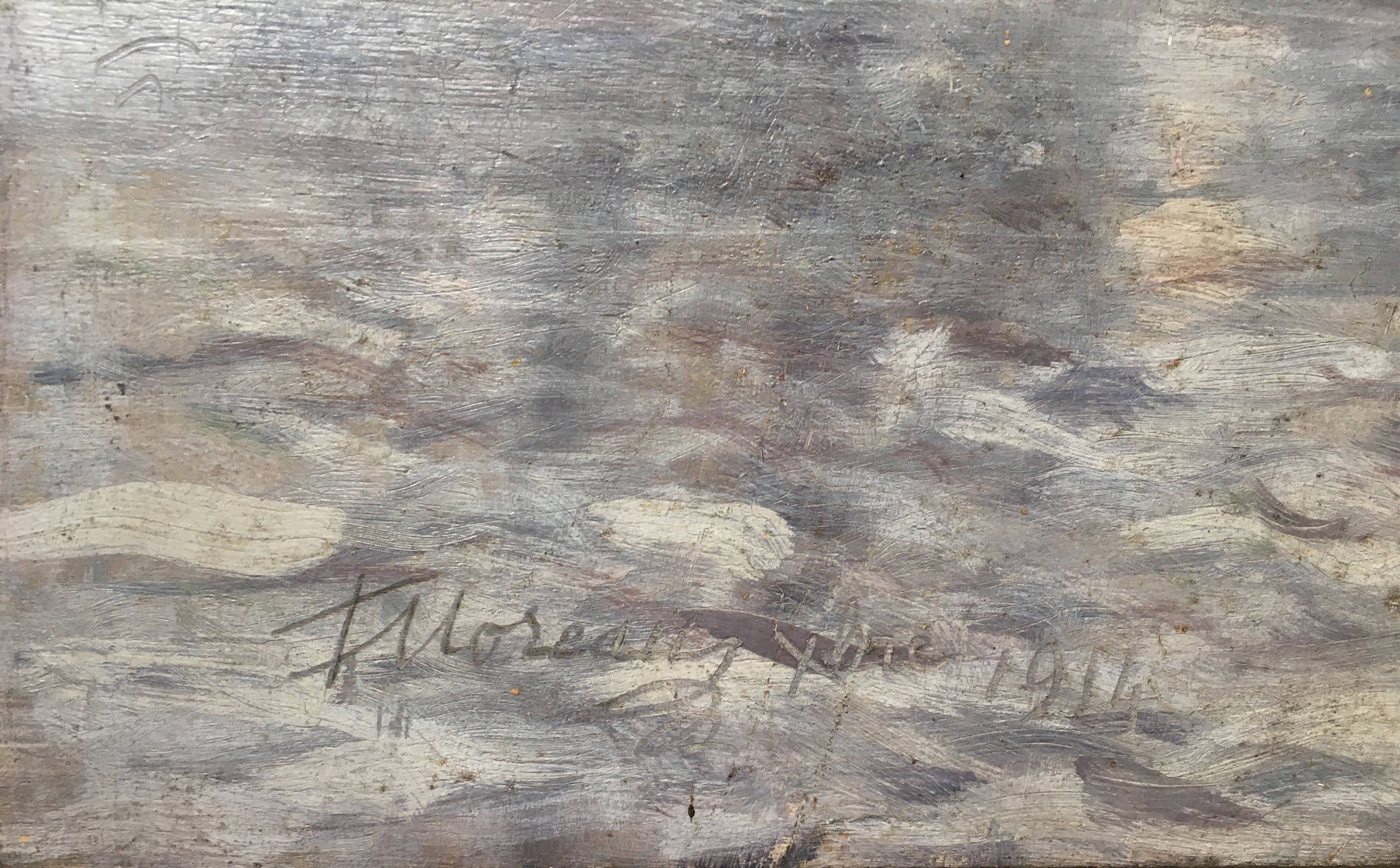 Impressionist Post-Print Painting "Tree River Bord" by François Moreau - 1914