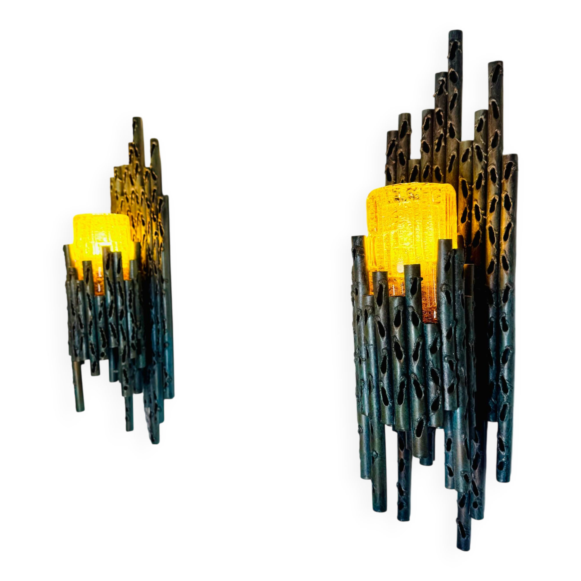 Brutalist Wall Lamps By Marcel Fantoni For Fantoni Studio Firenze, Italy 1960S