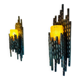 Brutalist Wall Lamps By Marcel Fantoni For Fantoni Studio Firenze, Italy 1960S