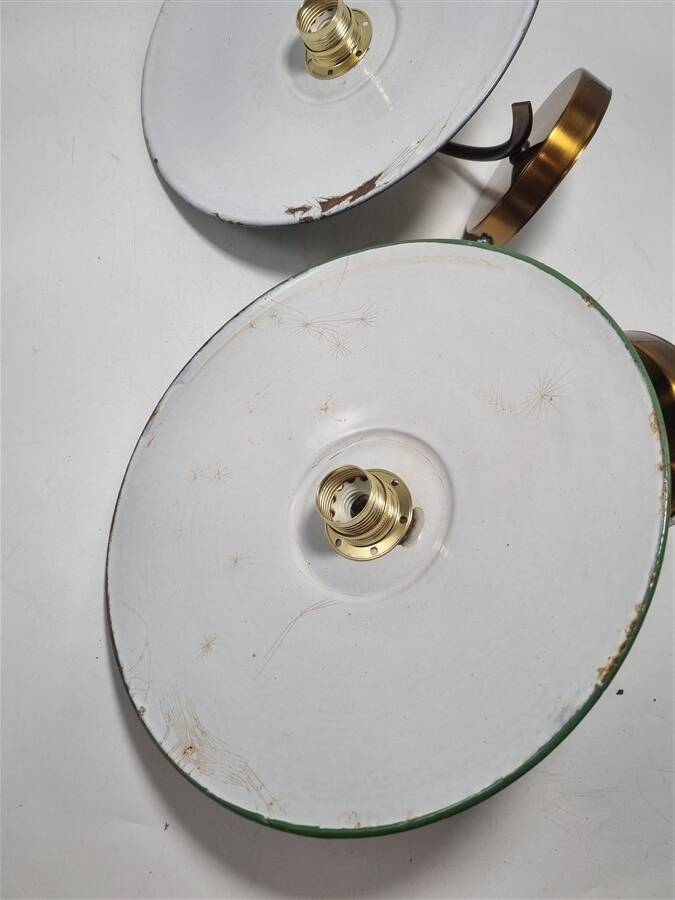 Pair of enameled sheet metal wall lights