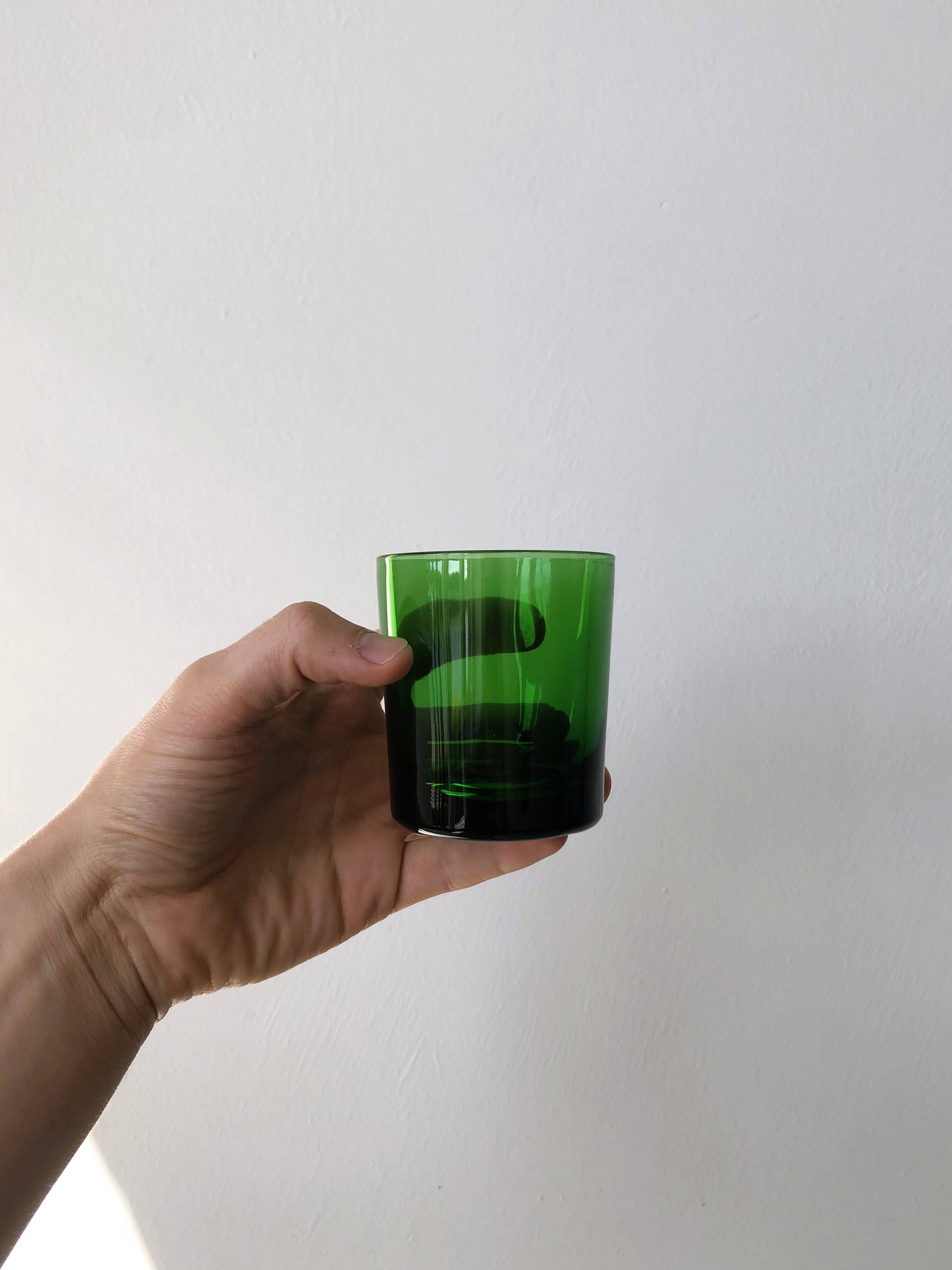 Set of 5 Luminarc green tumbler glasses