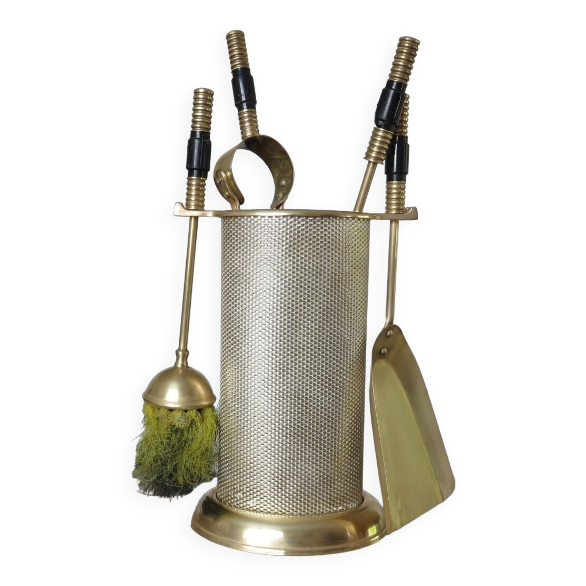 Servant, bronze modernist fireplace set