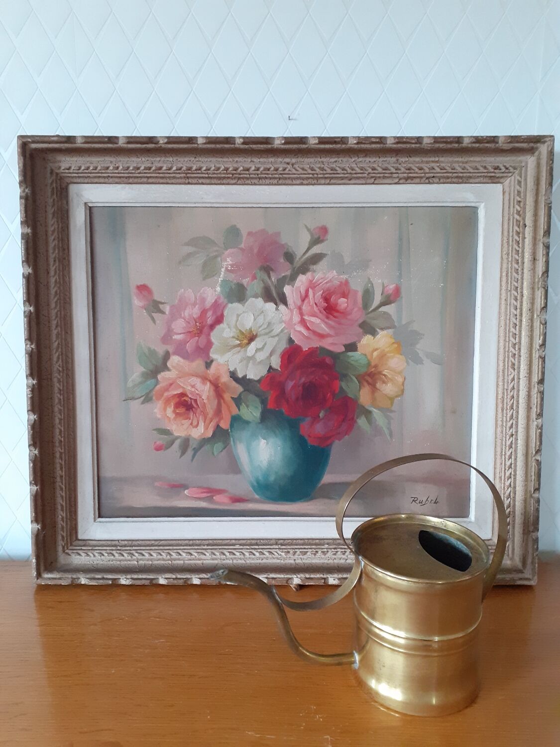 Tableau nature morte bouquet de roses