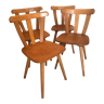 Lot de 4 chaises vintage type bistrot en hêtre circa 1960