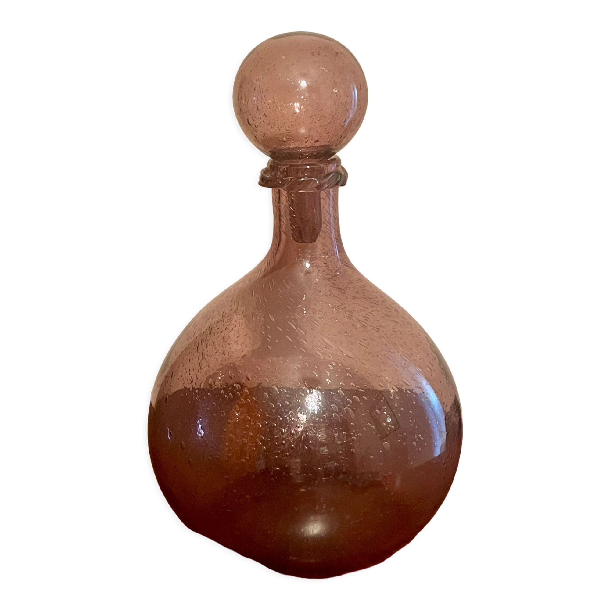 Bottle  in blown and bubbled glass