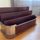 Art deco mail rack mahogany and chrome