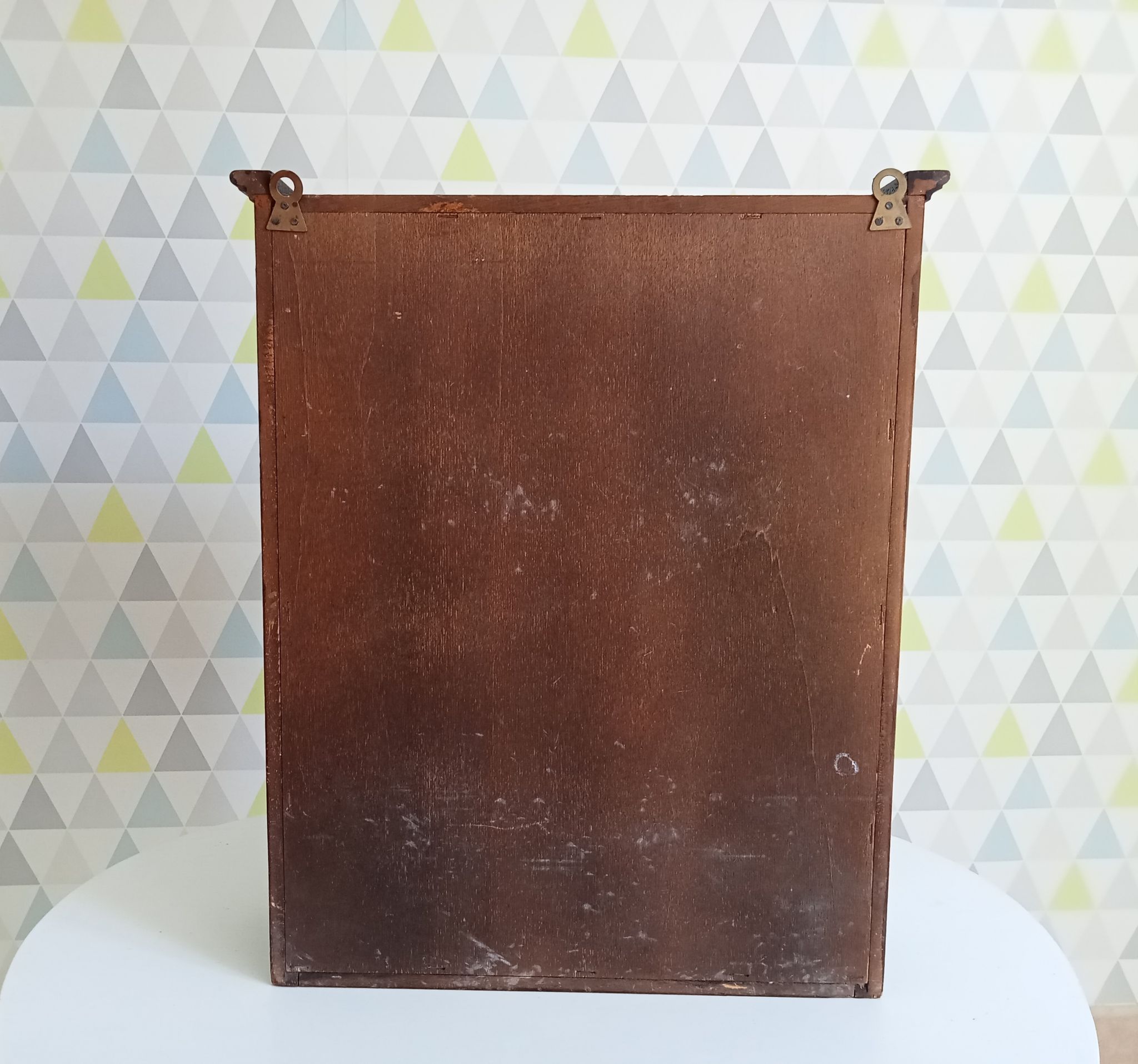Armoire de toilette ancienne en bois et laiton années 40/50
