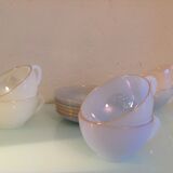 Suite of six cups in polychrome opaline Arcopal 60s/70s