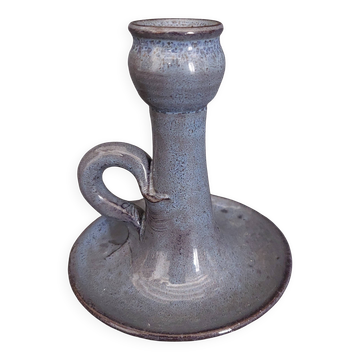 Vintage hand-held candle holder, ceramic, glazed terracotta, Saint Rome de Tarn X