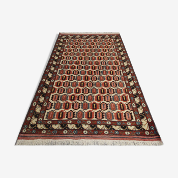 Handwoven red wool persian quchan rug 124x168cm