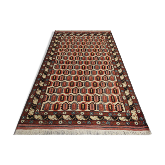 Handwoven red wool persian quchan rug 124x168cm