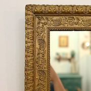 Period Mirror with Wooden and Gilded Stucco Frame – 19th Century Patina