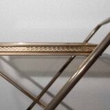 Folding tray 2 trays in gilded metal and smoked glass 1970