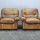 Pair of Arcon Italia Cognac Buffalo Leather Lounge Armchairs