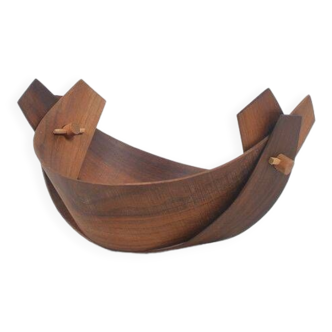 Corbeille à pain danoise en bois conçue par Oluf Lund pour Naarup Savvaerk