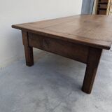 Rustic farmhouse coffee table with two drawers, solid oak, 19th century - 1.97m