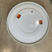 Vintage mirror round contours plastic white Gilac France 40x40cm