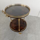 Italian goatskin and parchment serving bar cart