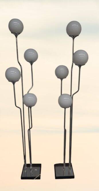 Lot de deux lampadaires italiens en chrome Goffredo Reggiani des années 1960